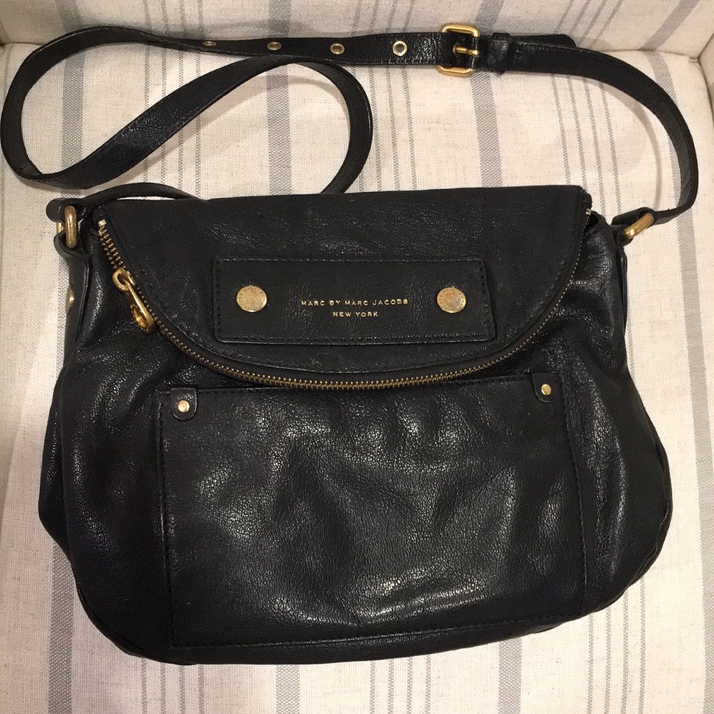 Marc Jacobs Black Leather Crossbody Satchel